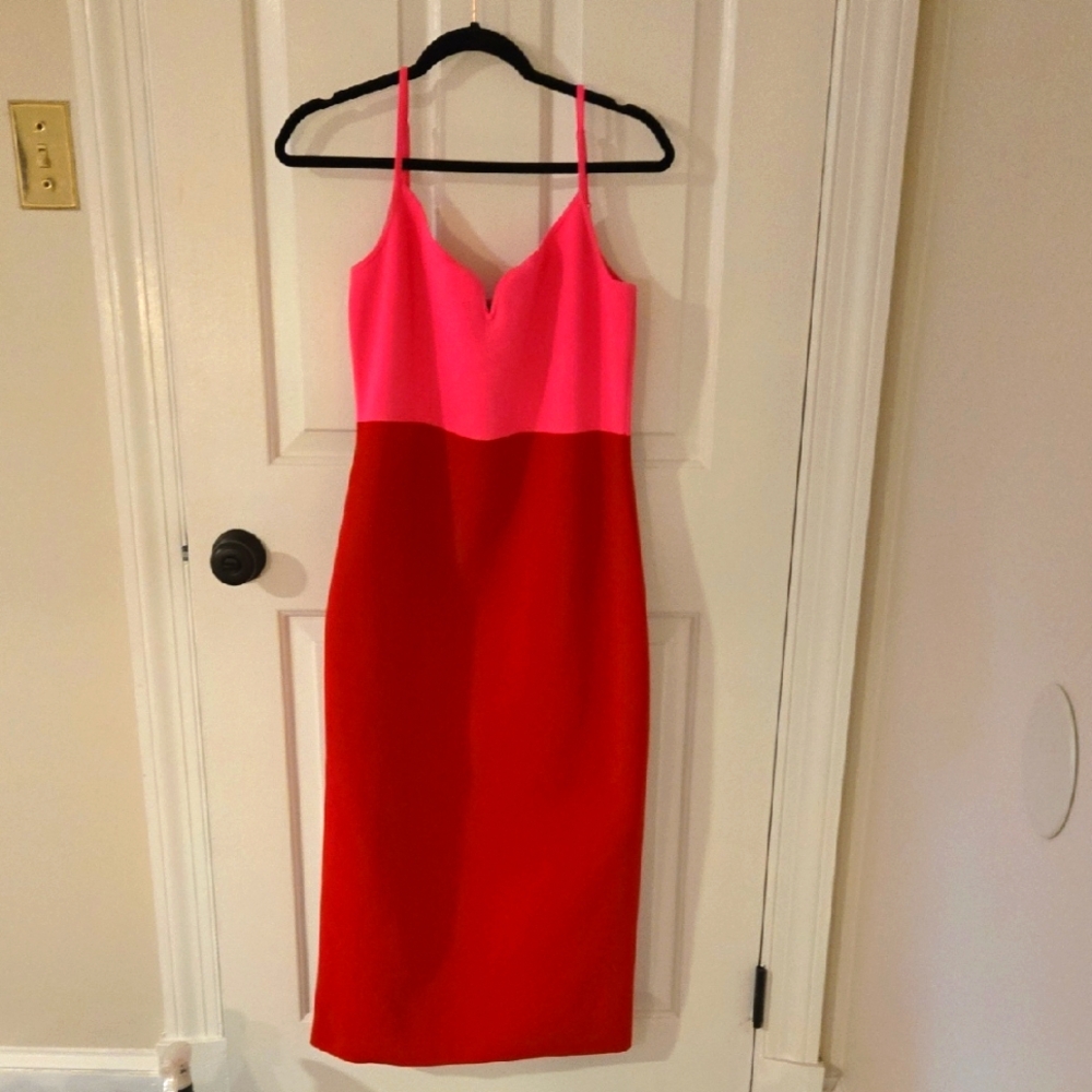 Express Pink And Red Colorblock Dress Size L